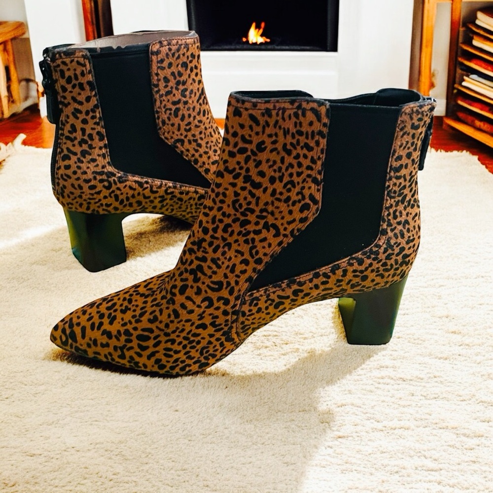 Cole Haan Etta Leopard Print Calf Hair Ankle Booties 7